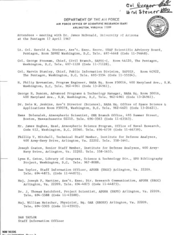 USAF Scientific Advisory Board files