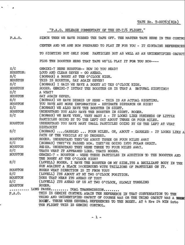 NASA Gemini Program audio transcript