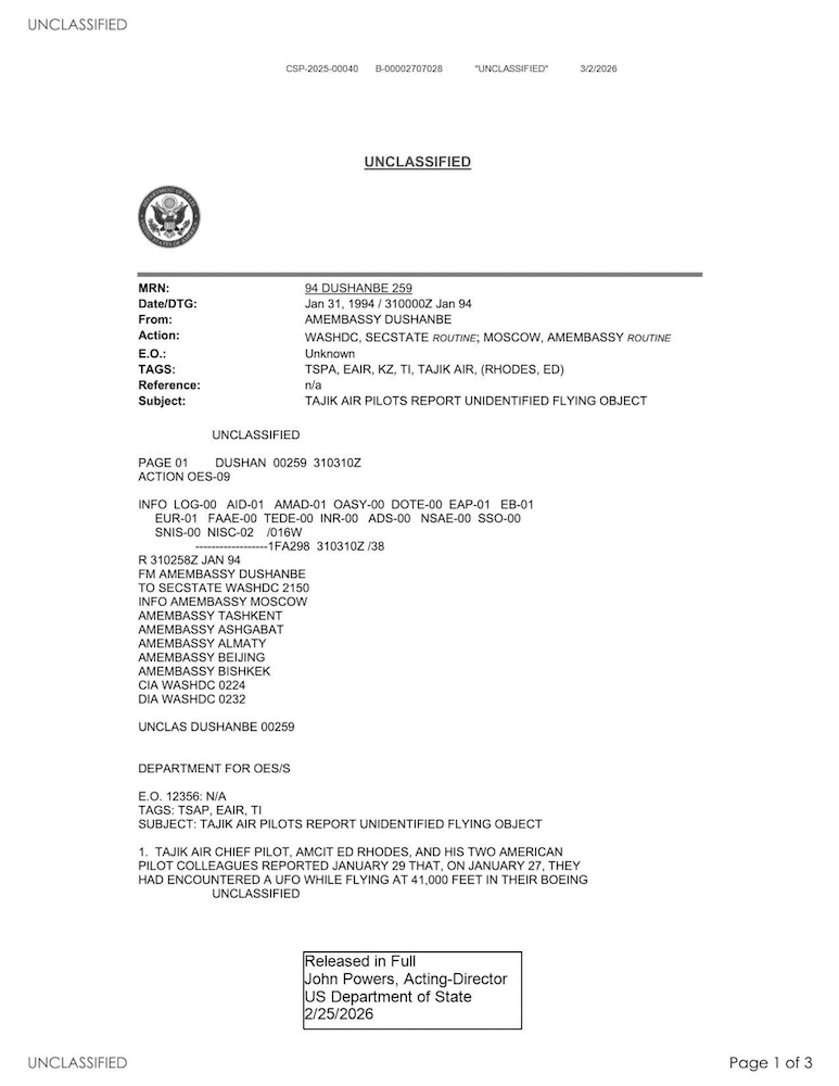 US Department of State cable