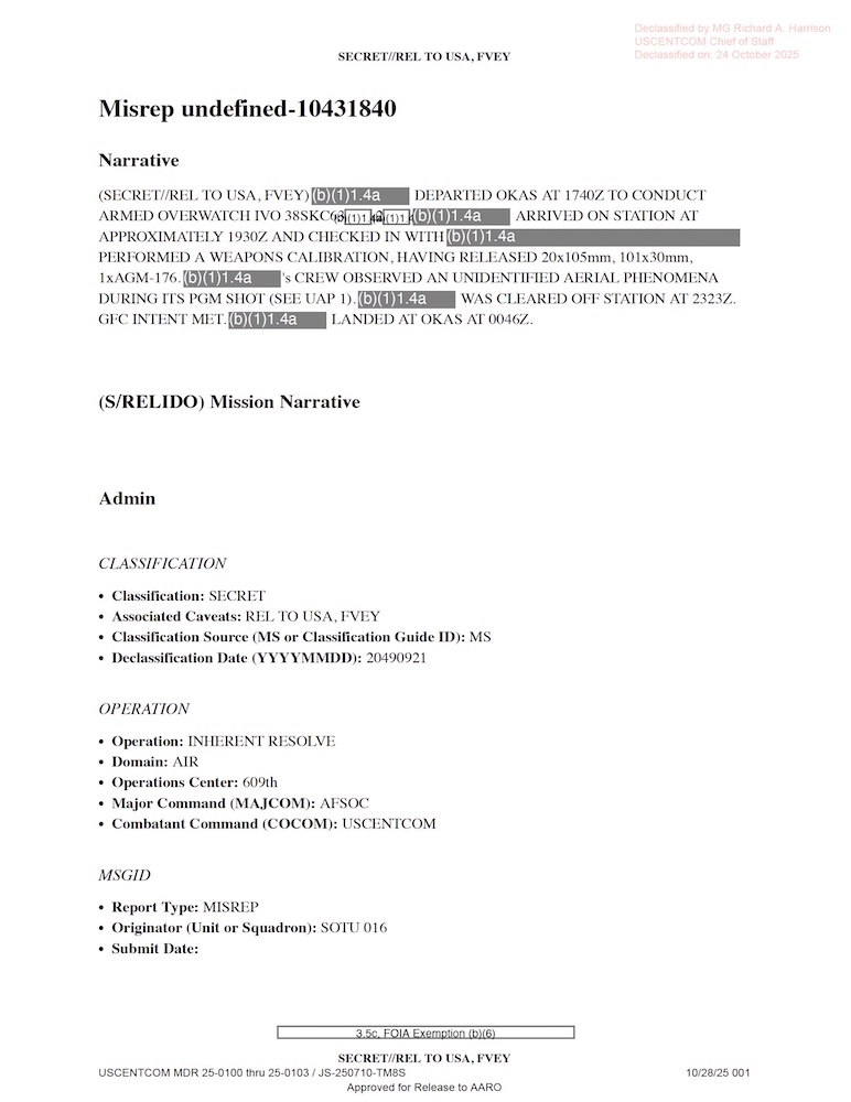 USCENTCOM UAP Report