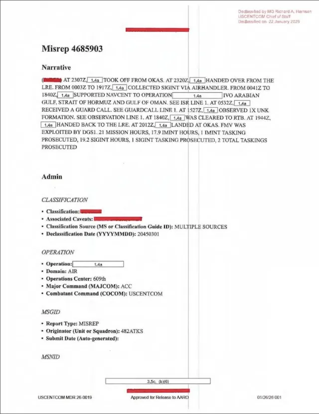 USCENTCOM Mission Report (MISREP)