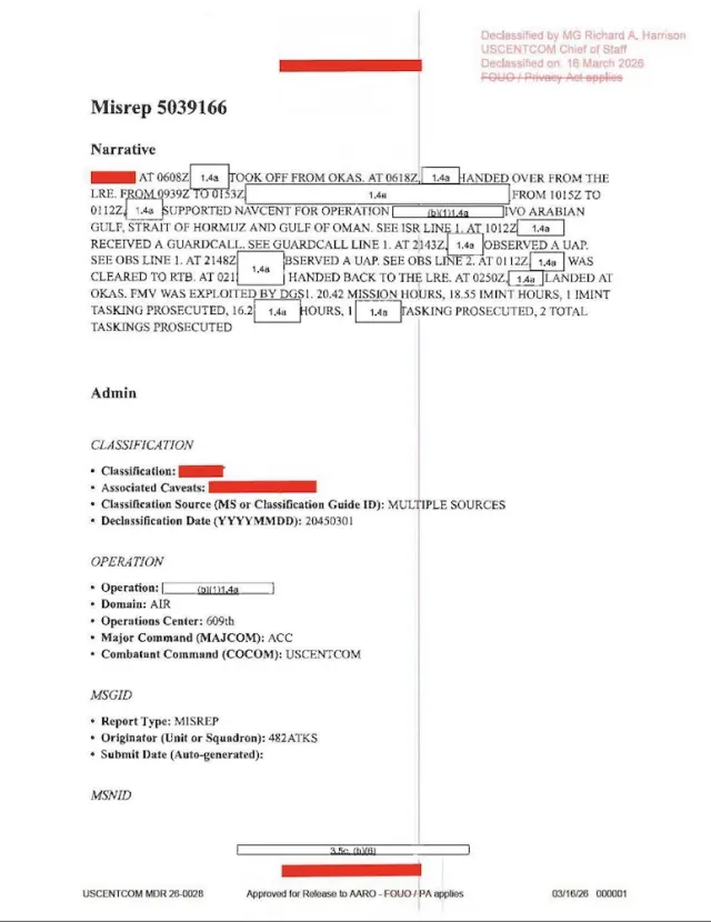 USCENTCOM Mission Report (MISREP)
