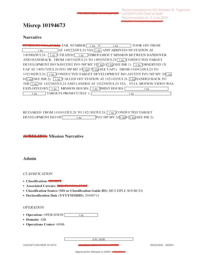 USCENTCOM Mission Report (MISREP)