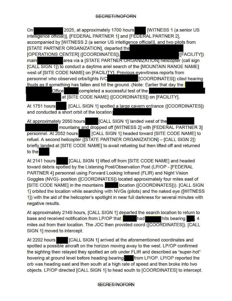 US Government UAP Sighting Report