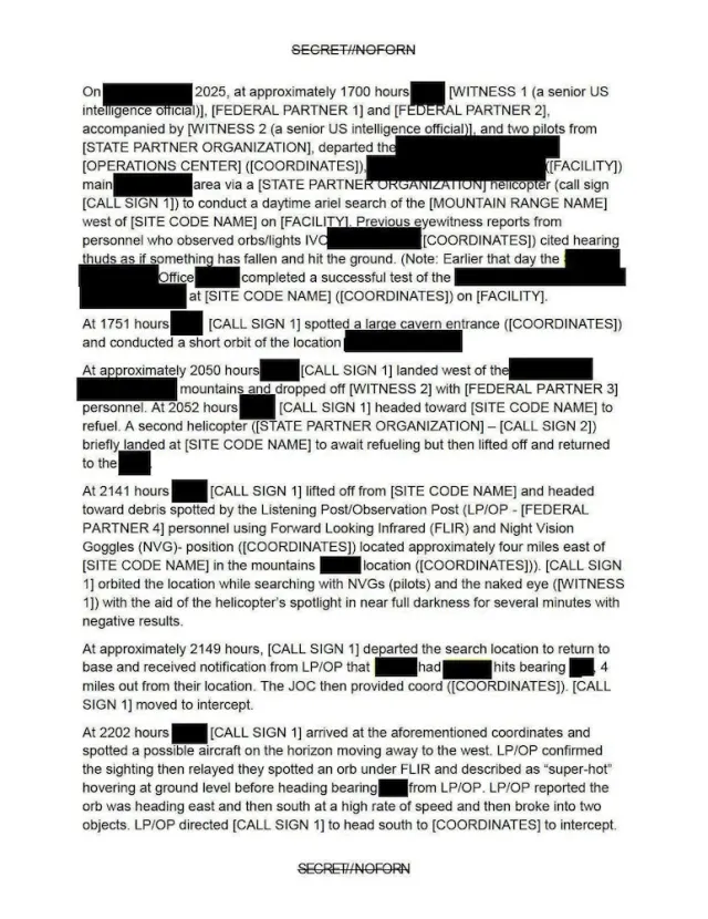 US Government UAP Sighting Report