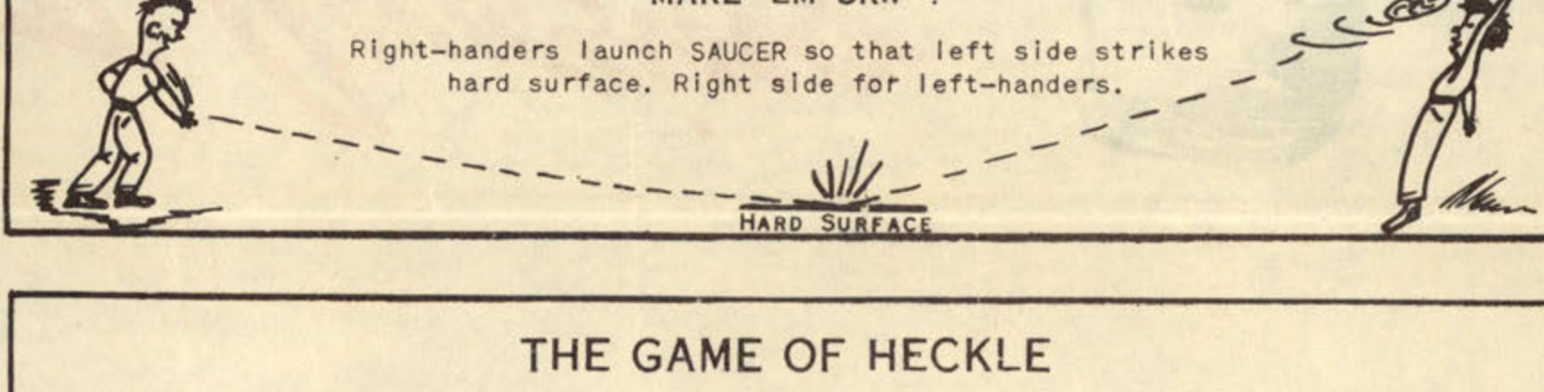 Diagram showing how to make the saucer skip.