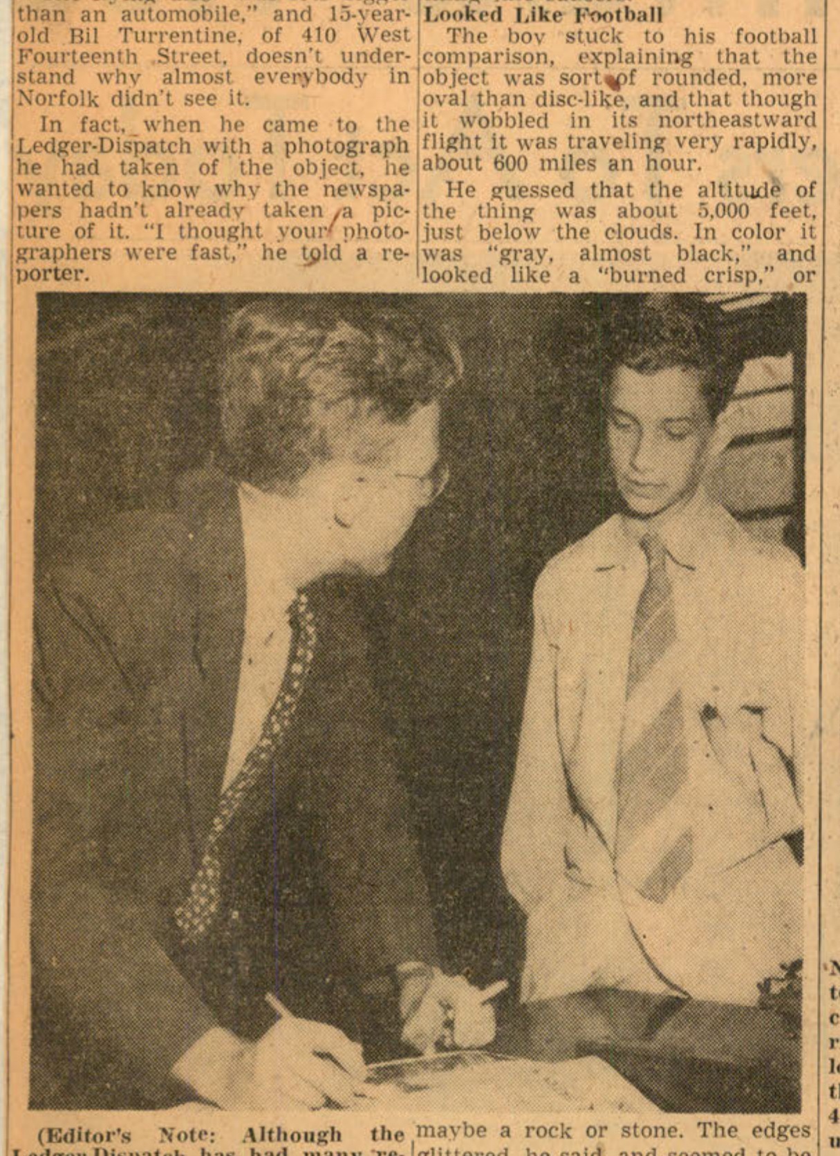 Bill Turrentine (right) with Ledger-Dispatch reporter George Herbert (left).