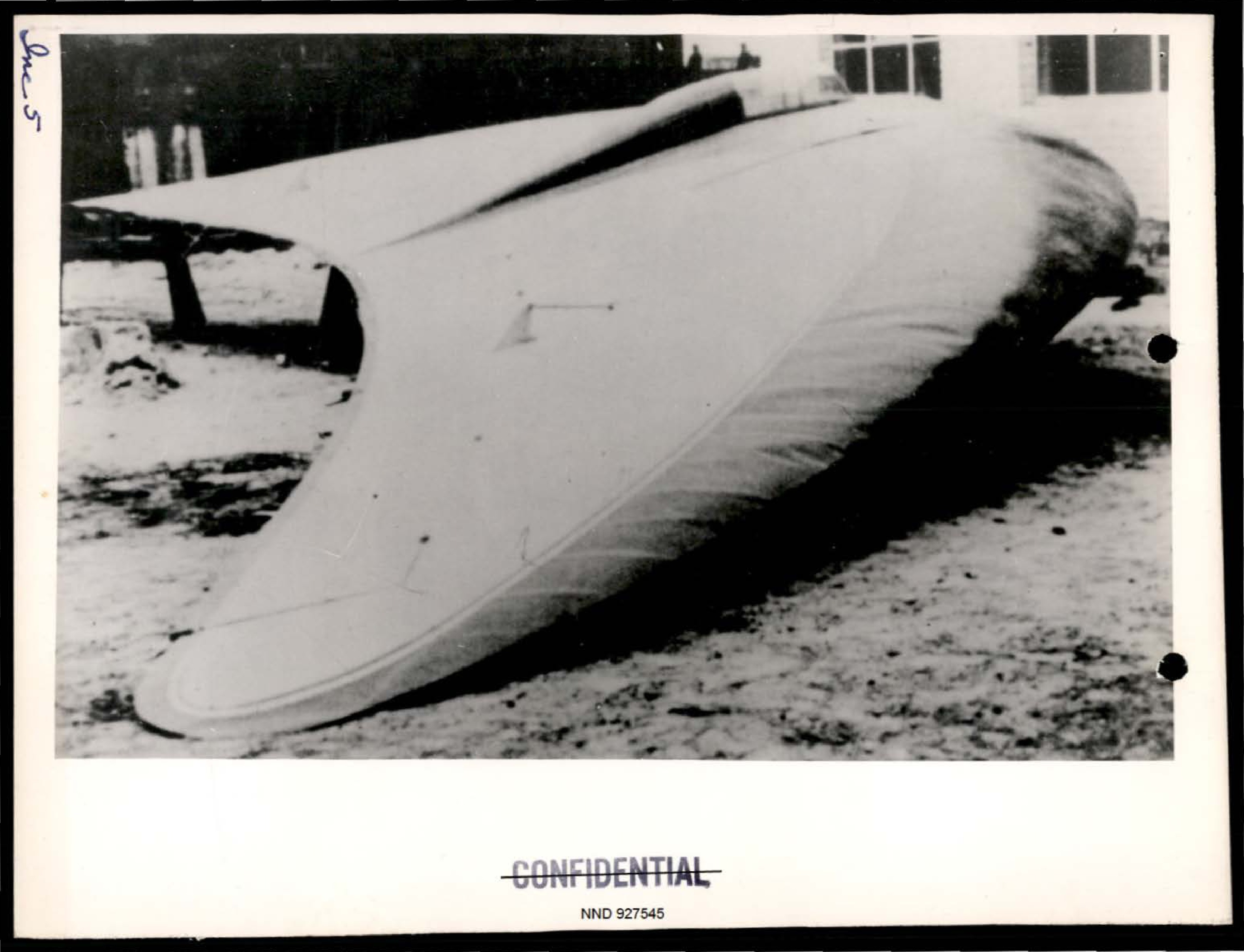 Photograph of a delta-wing or flying-wing aircraft on the ground.
