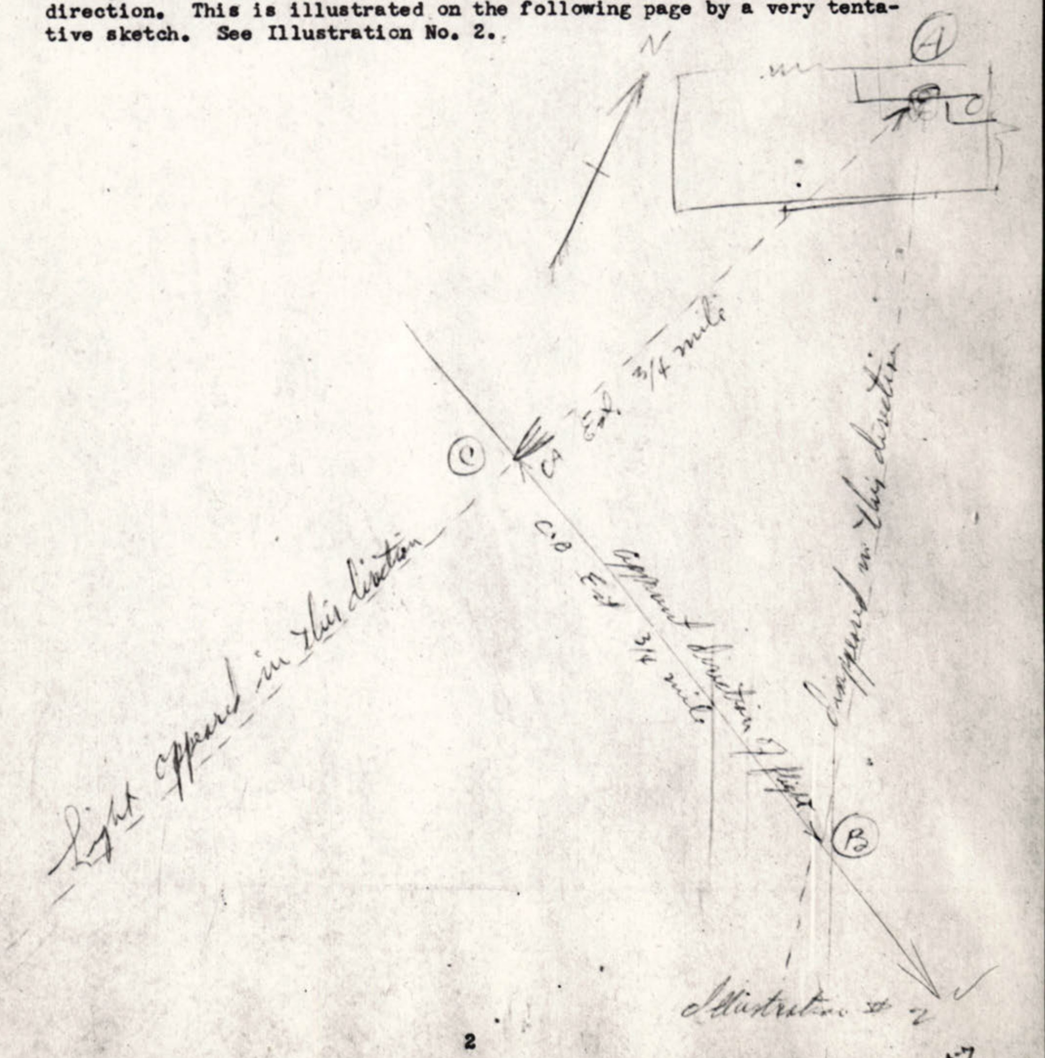 Illustration No. 2, a hand-drawn sketch of the object's flight path.