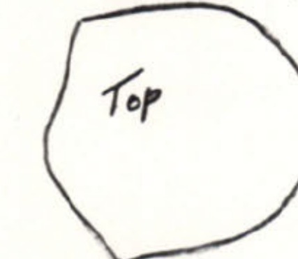 A hand-drawn sketch of the object's shape, labeled 'Top' and 'Side View'.