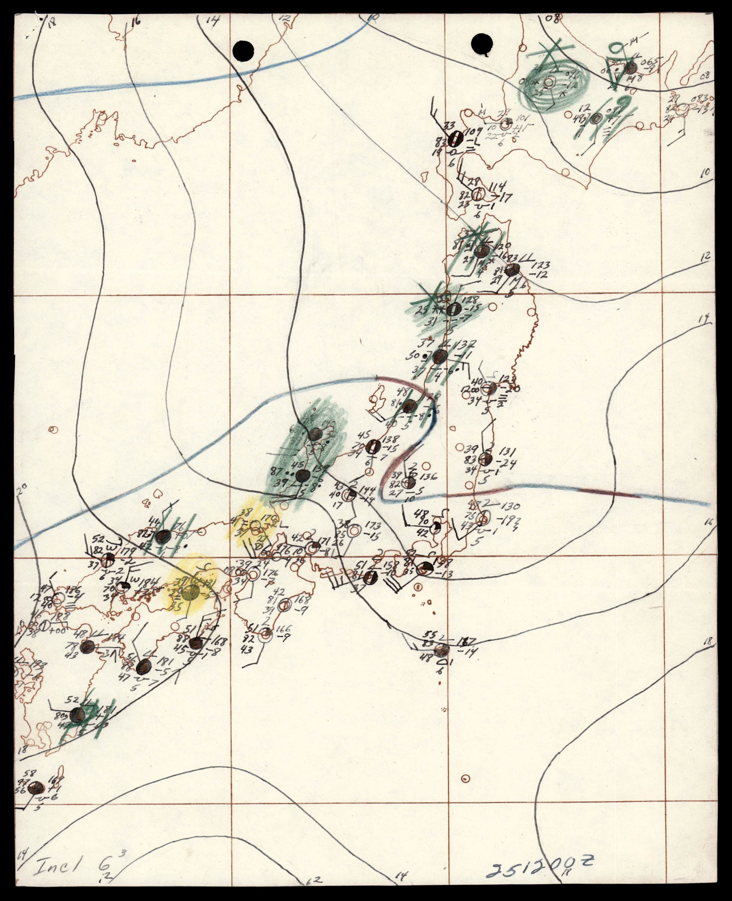 Hand-drawn surface synoptic weather chart for 25 January 1200Z over Japan.