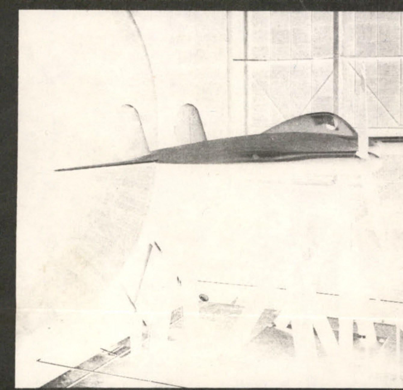 MOCK-UP OF EARLY MODEL IS TESTED IN WIND TUNNEL