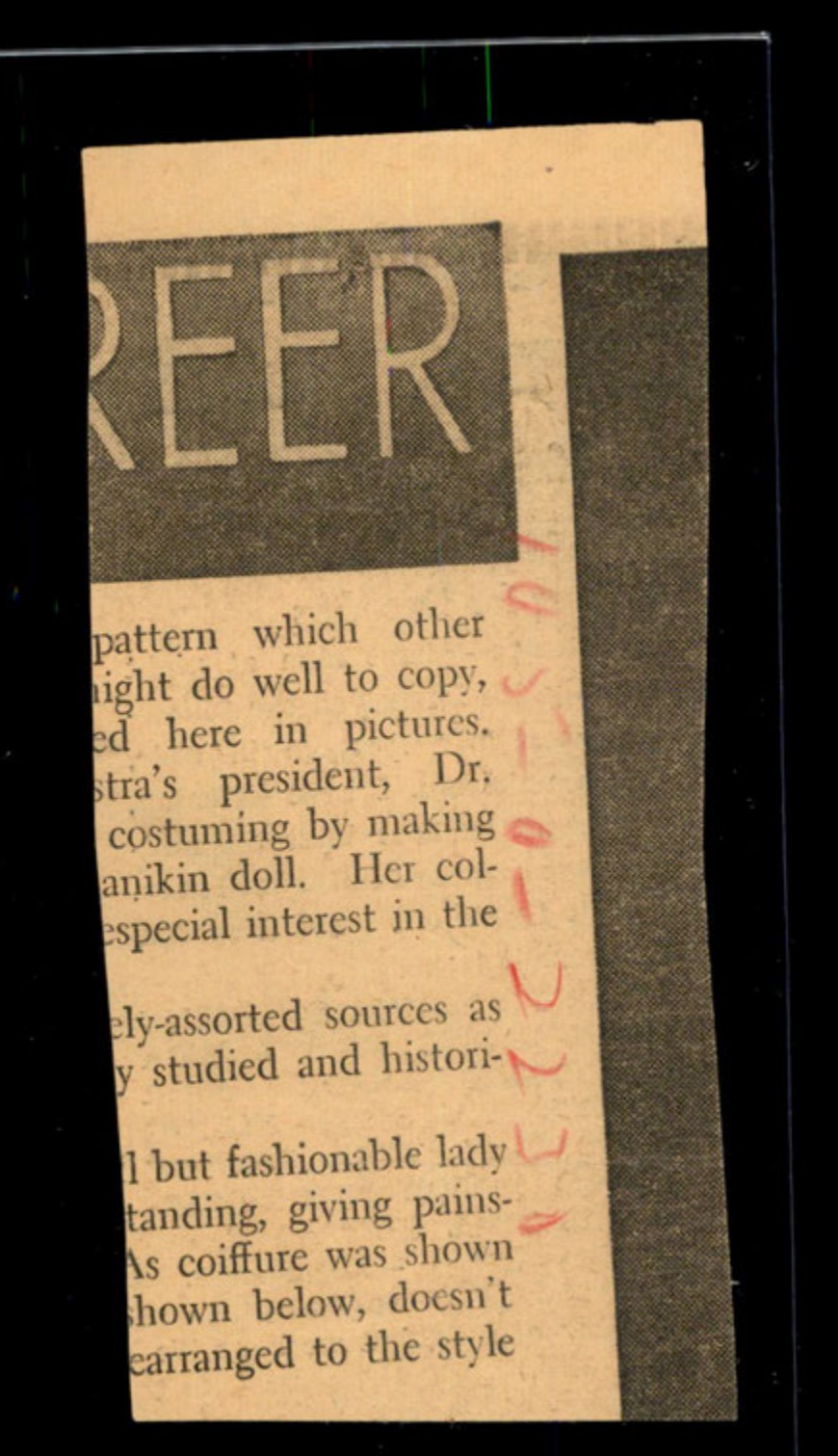 Fragment of a newspaper clipping, likely the reverse of the clipping on the previous page.